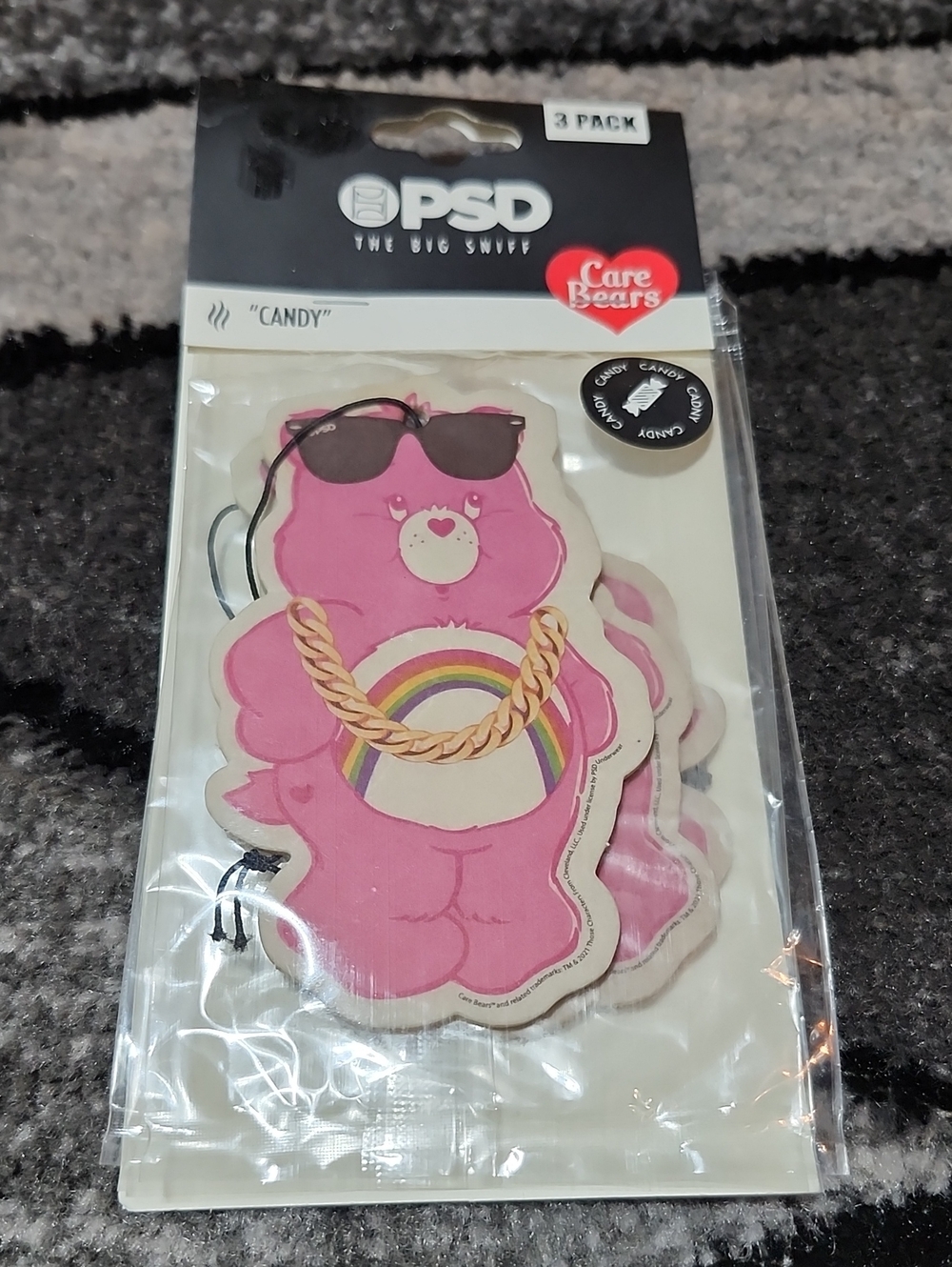 CARE BEARS CHEER BEAR 3-PACK CANDY PSD THE BIG SNIFF HANGING AIR FRESHERNERS